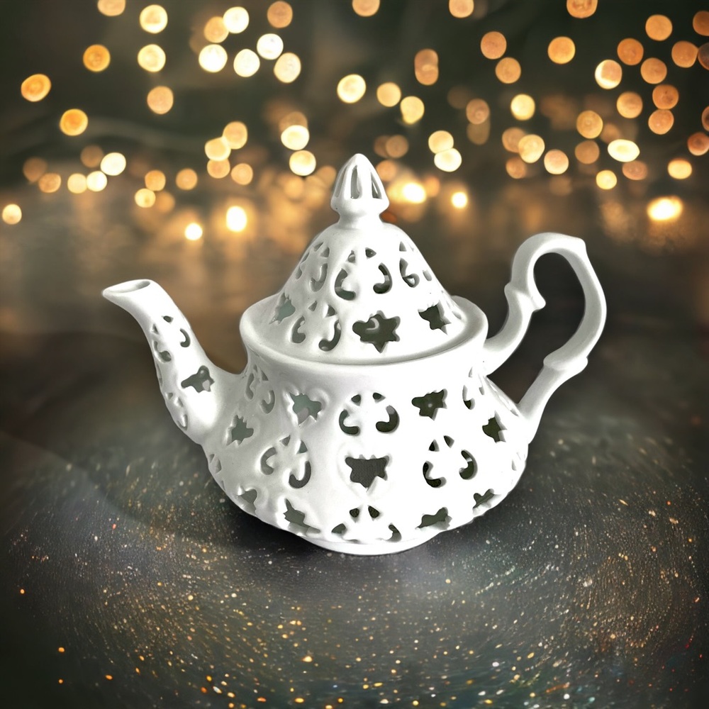 Vintage Teapot Candle Holder, Ceramic Teapot